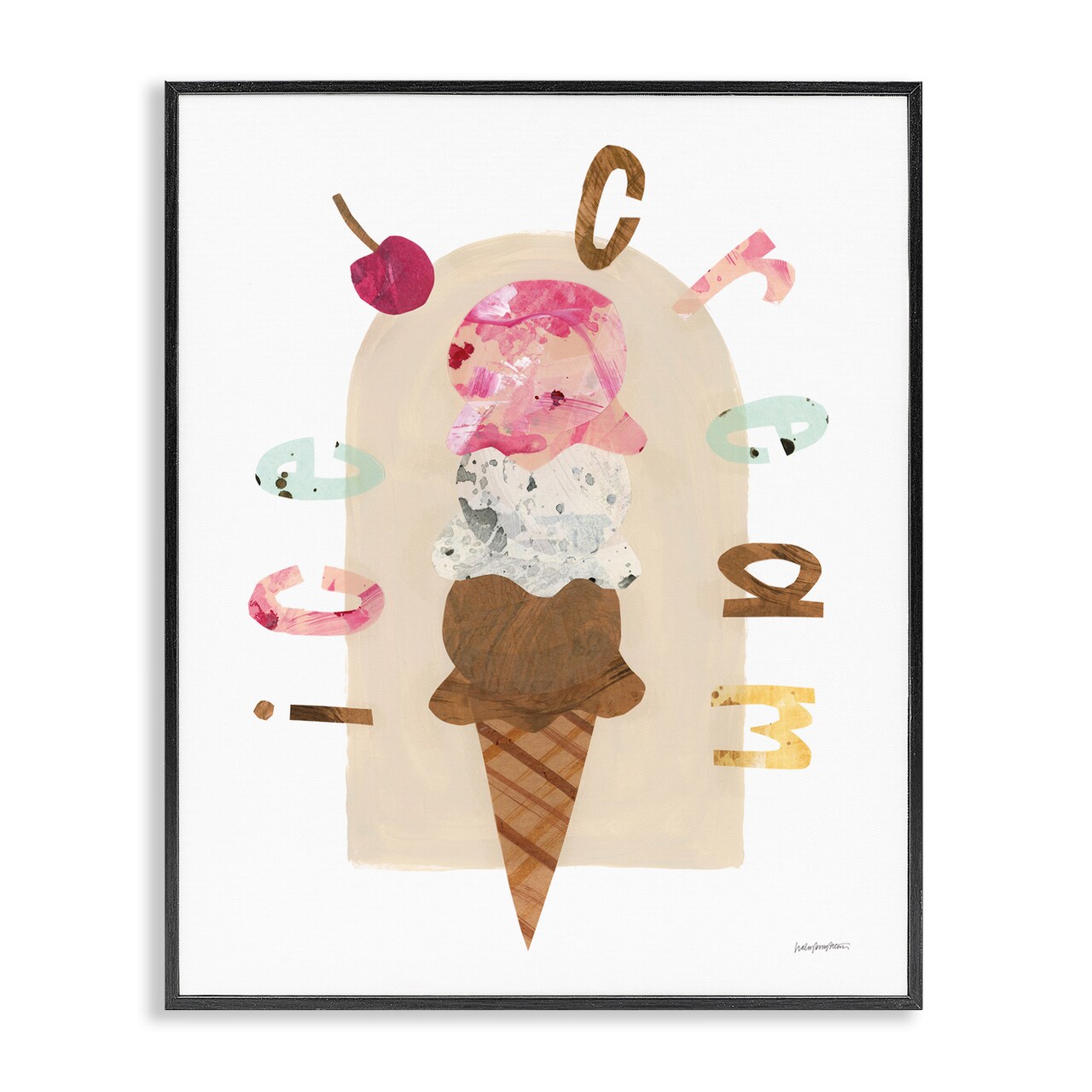 Stupell Industries Ice Cream Whimsy Framed Giclee Wall Art Design by Haley Knighten